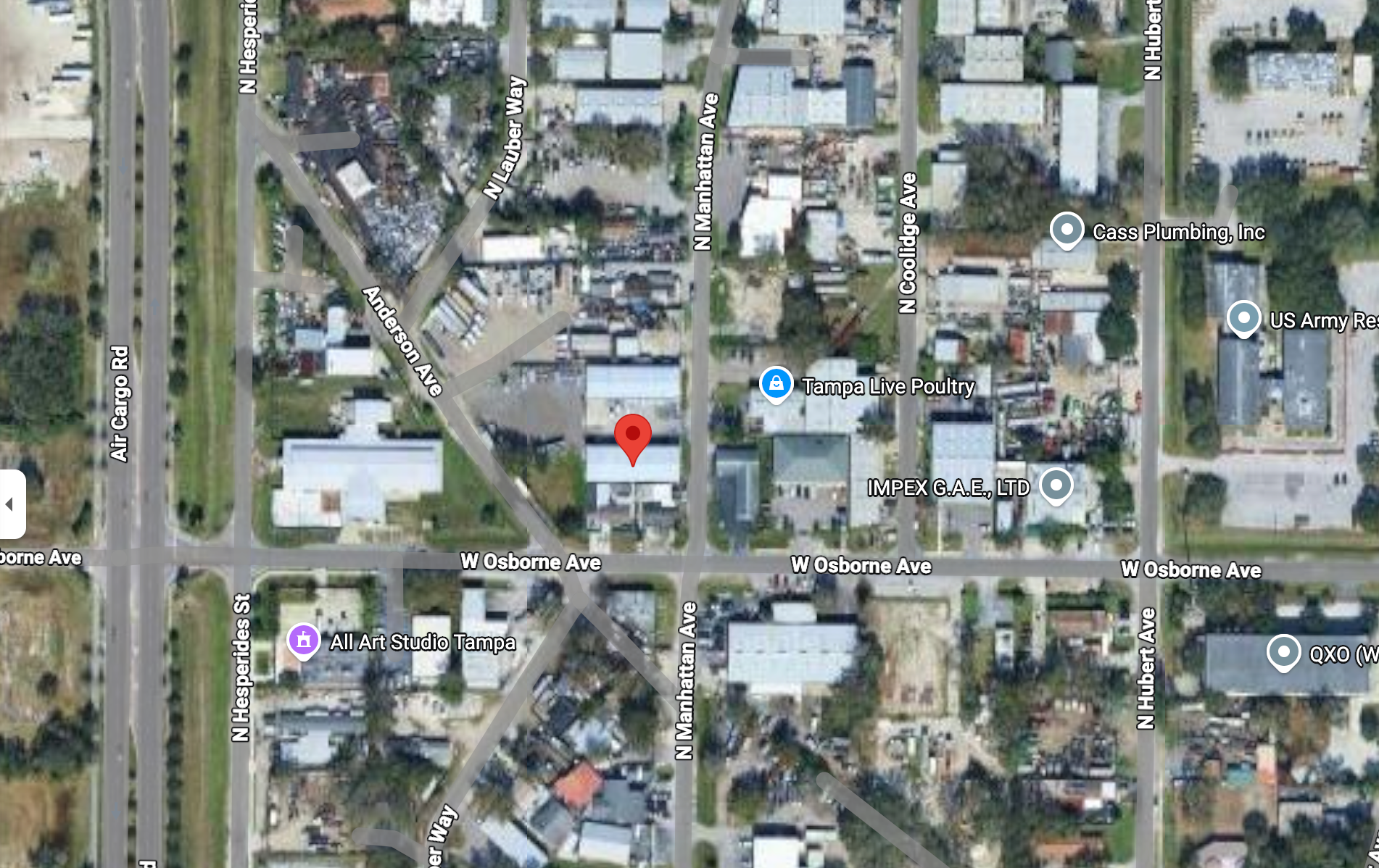 Satellite map with pin: 4806 N Manhattan Ave, Tampa, FL 33614